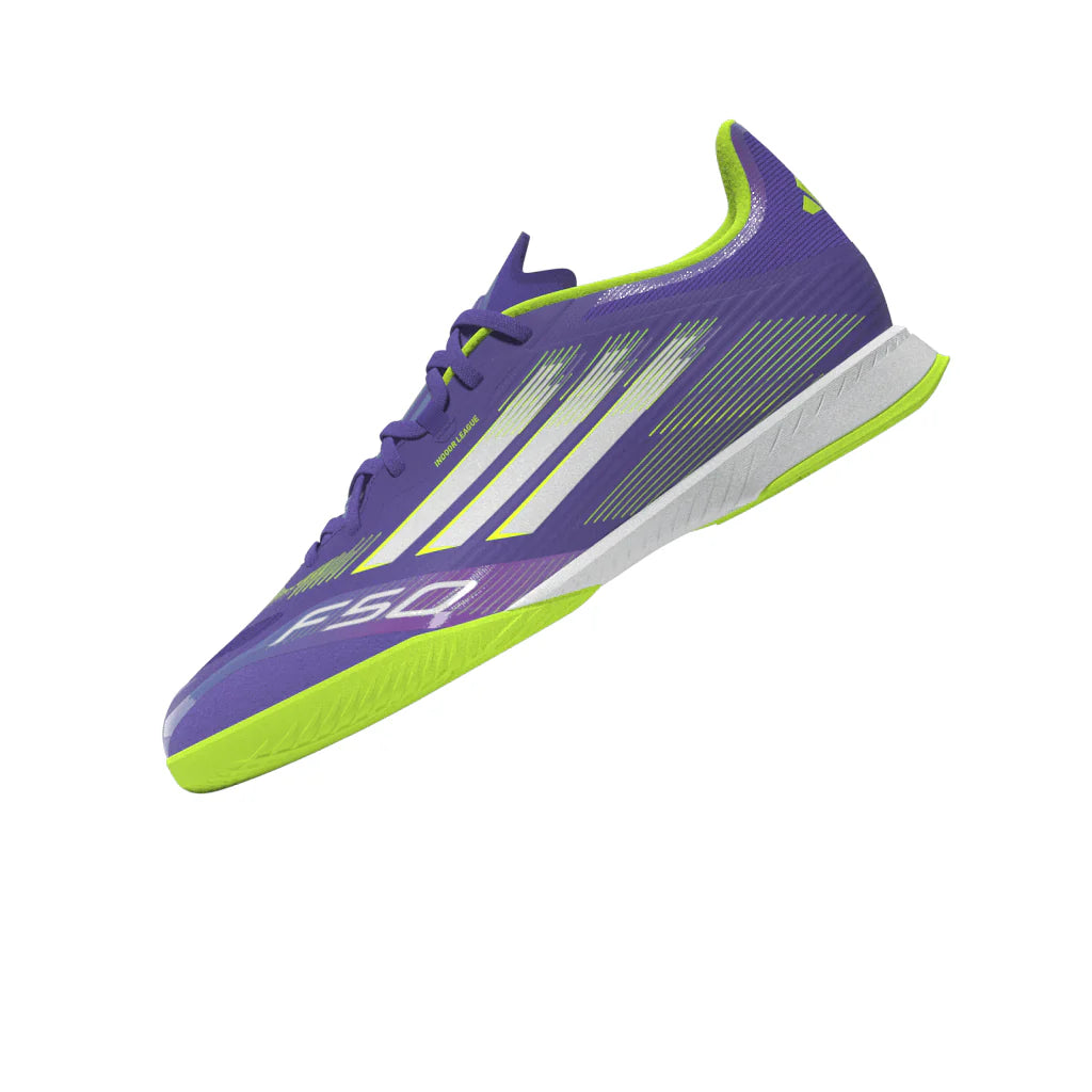 adidas F50 League Indoor Soccer Shoes Purple White Lemon