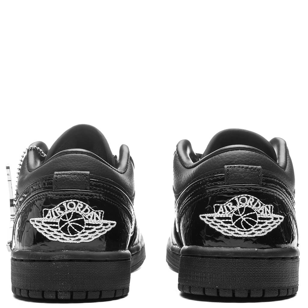 Womens Air Jordan 1 Low SE Black Black White Metallic Silver