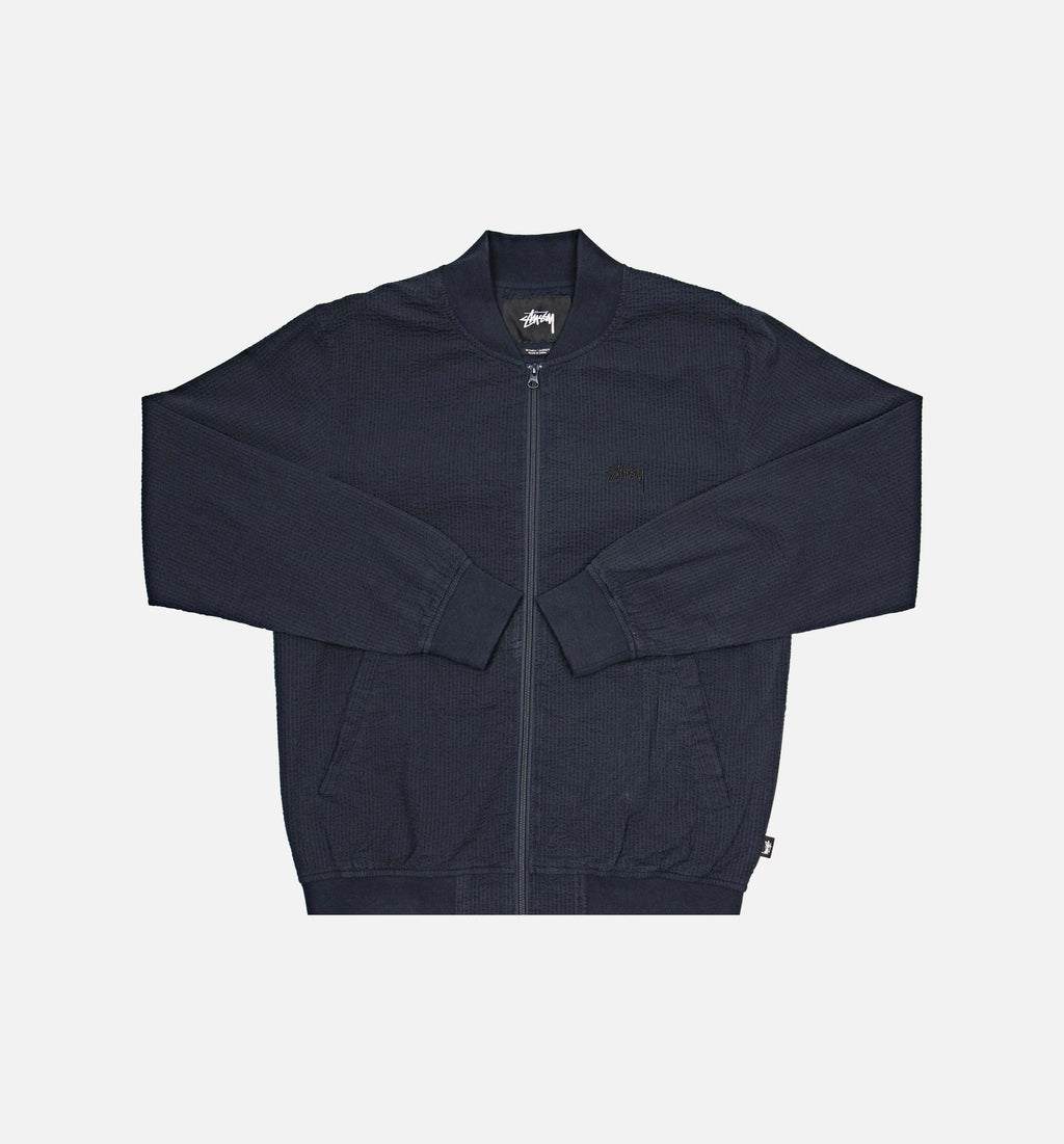 Seersucker Bomber Mens Jacket Navy