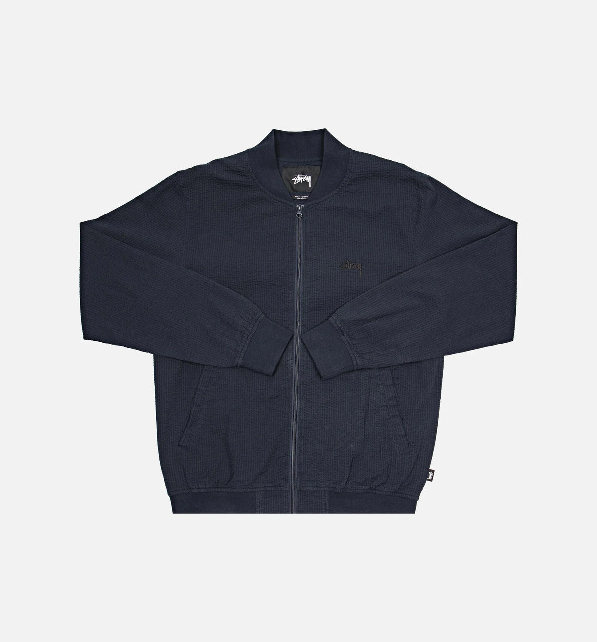 Seersucker Bomber Mens Jacket Navy