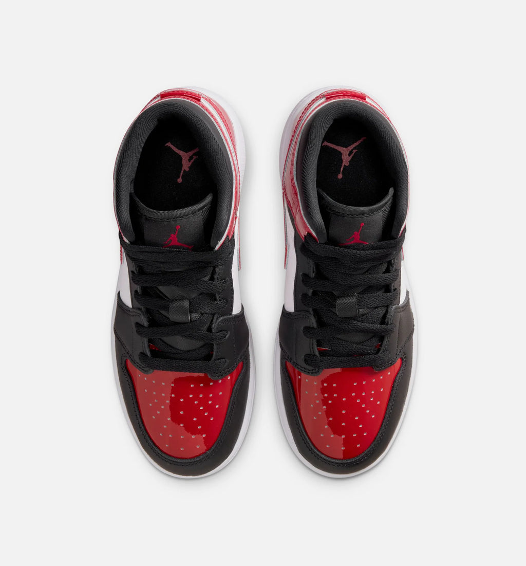 Air Jordan 1 Mid Grade School Lifestyle Shoe Black Varsity Red White