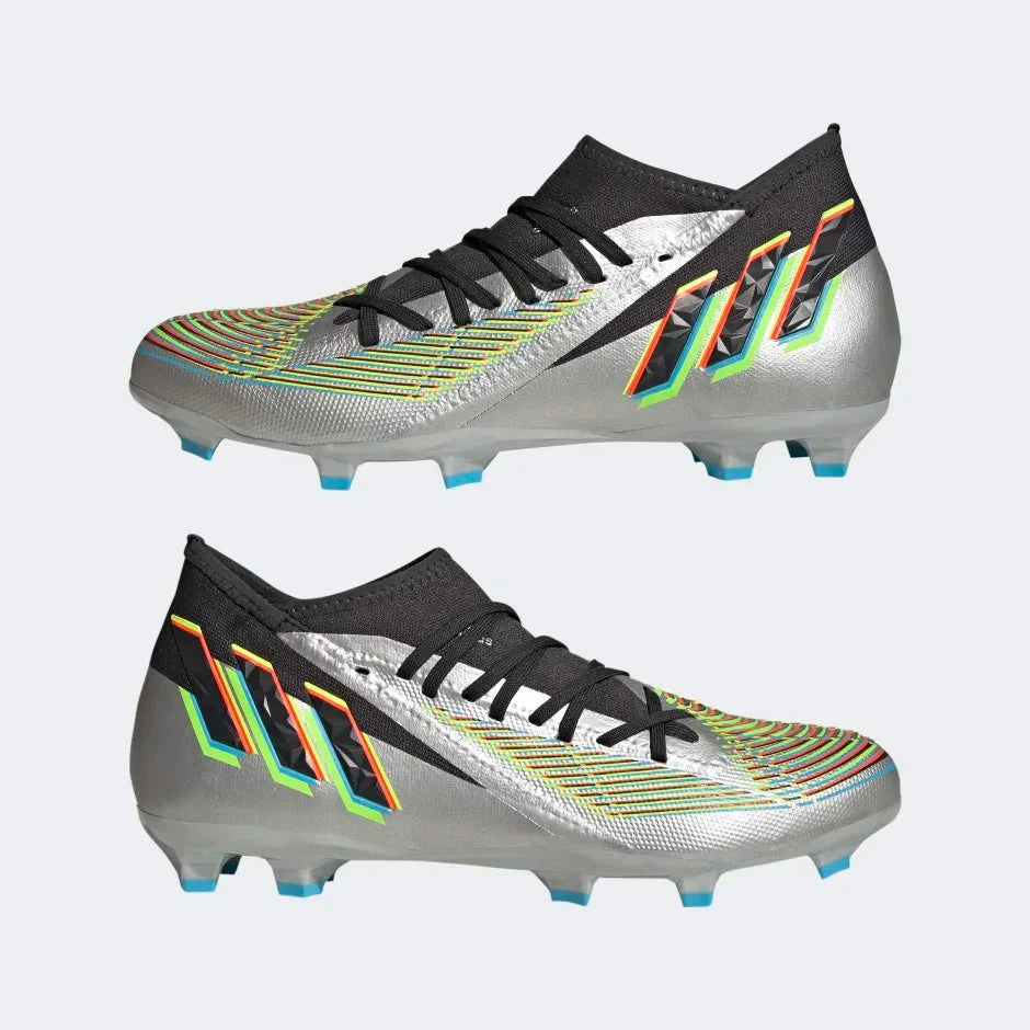adidas Predator Edge3 FG Firm Ground Soccer Cleats Silver Black