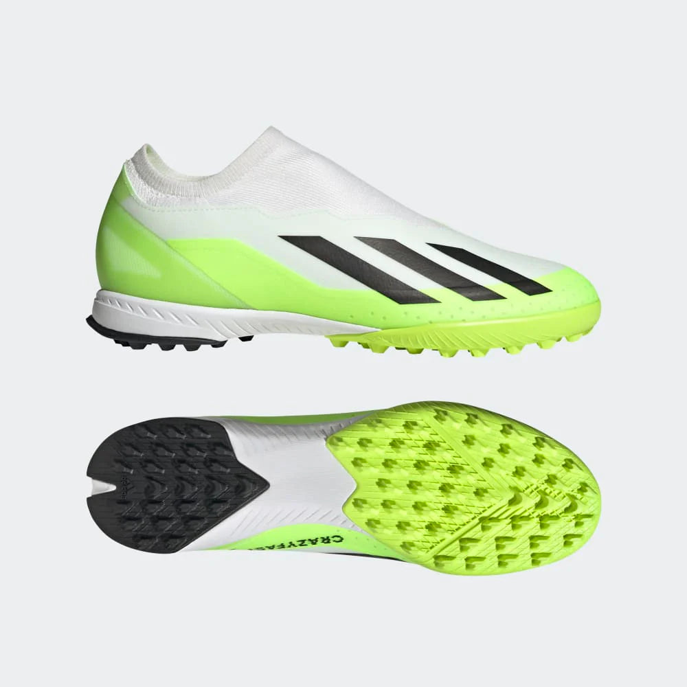 adidas X Crazyfast3 TF Turf Soccer Shoes White Black Lucid Lemon