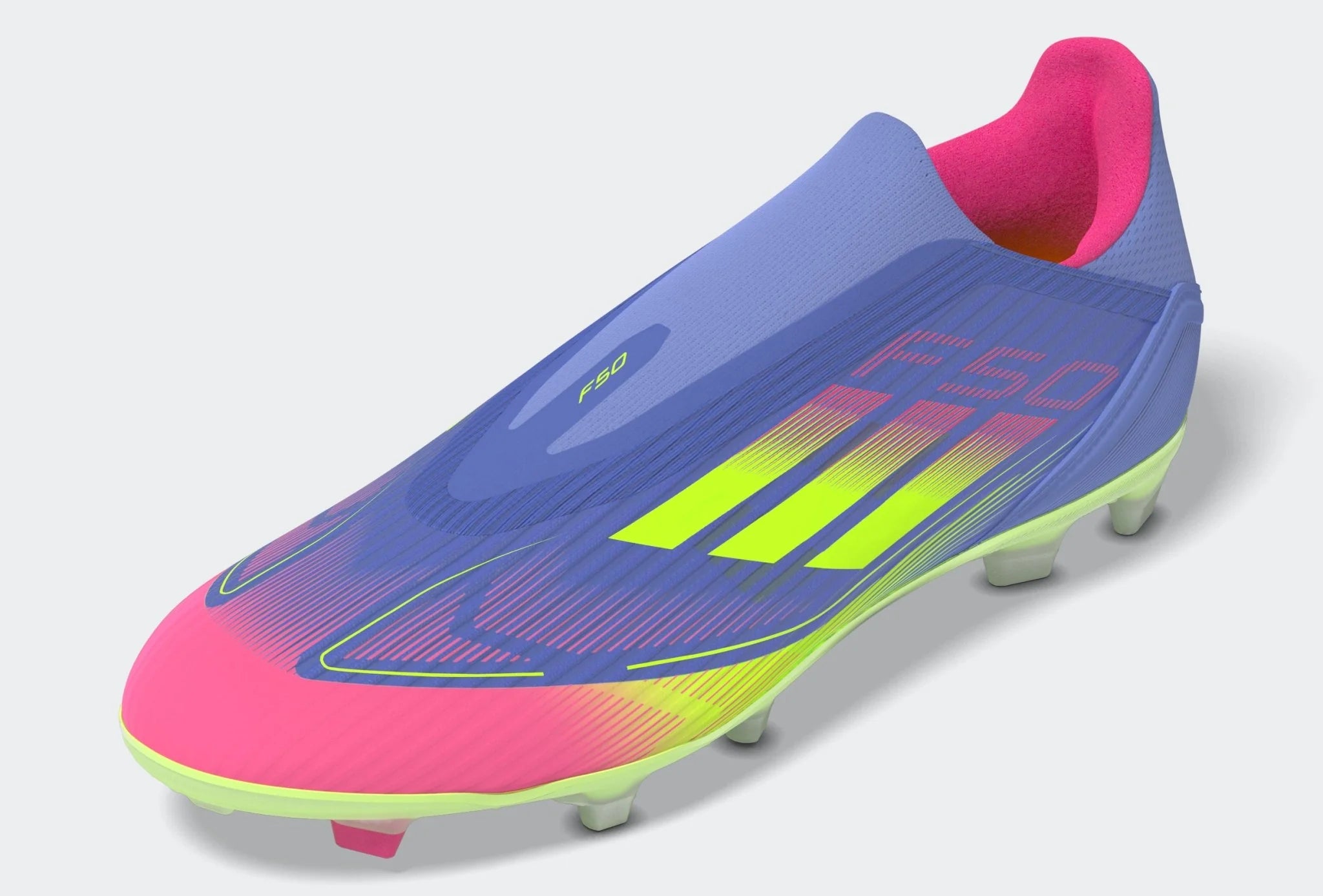 adidas F50 League Laceless Firm Multi Ground Boots Blue Fusion Lucid Lemon Lucid Pink
