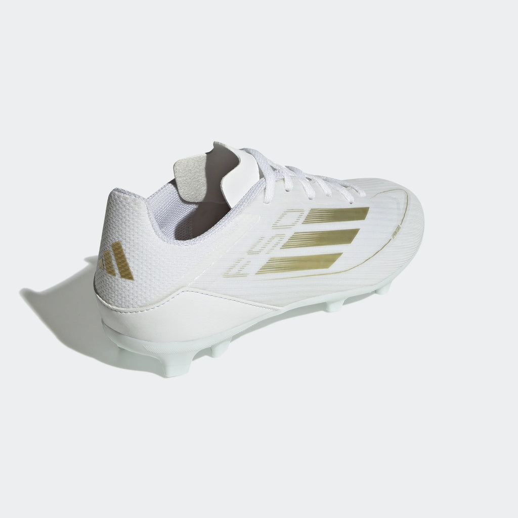 adidas F50 League Firm Multi Ground Youth Soccer Cleats White Gold Metallic White