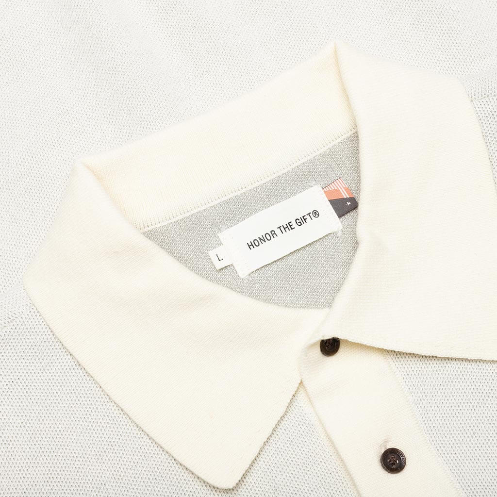 Knit H Pattern Polo Bone