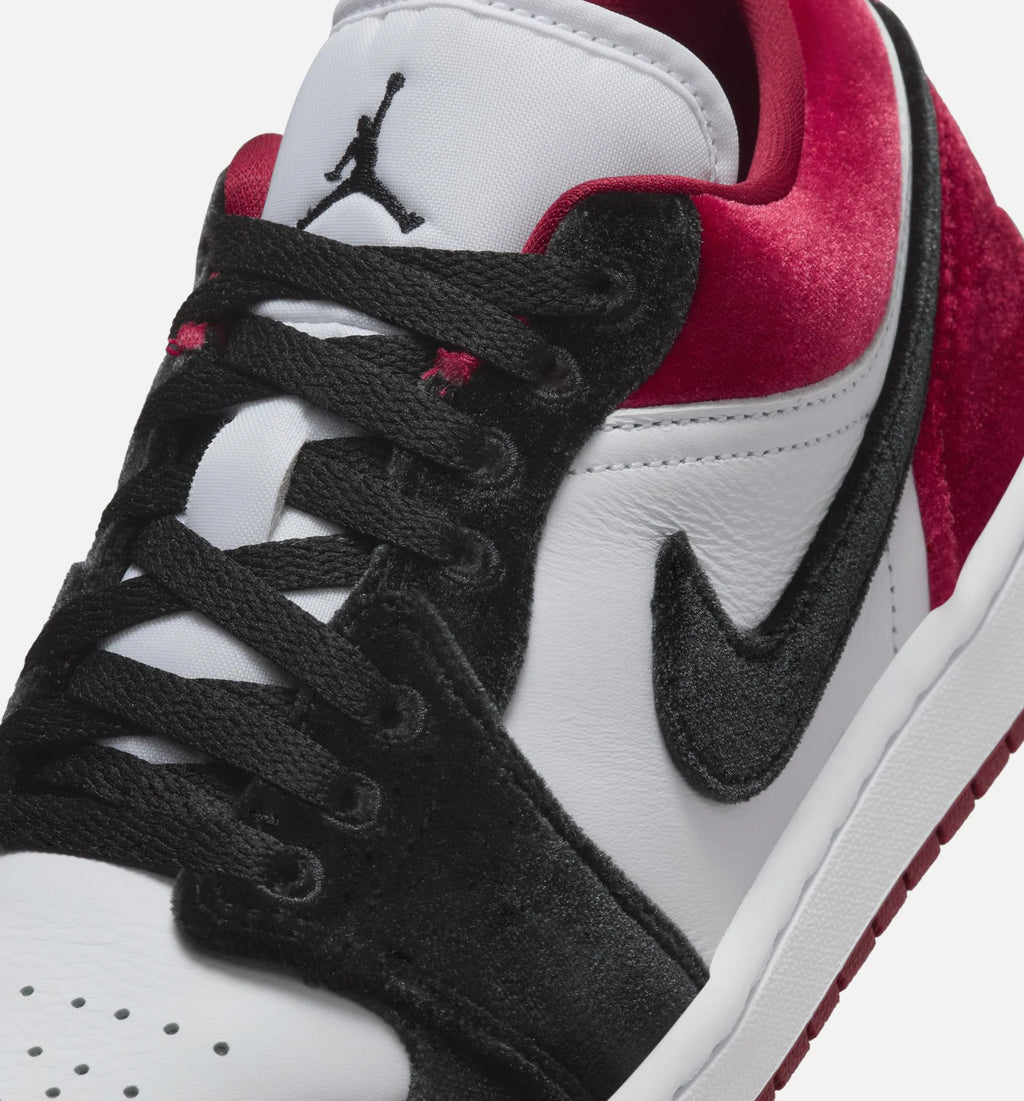 Air Jordan 1 Low SE Velvet Womens Lifestyle Shoe Black Gym Red White