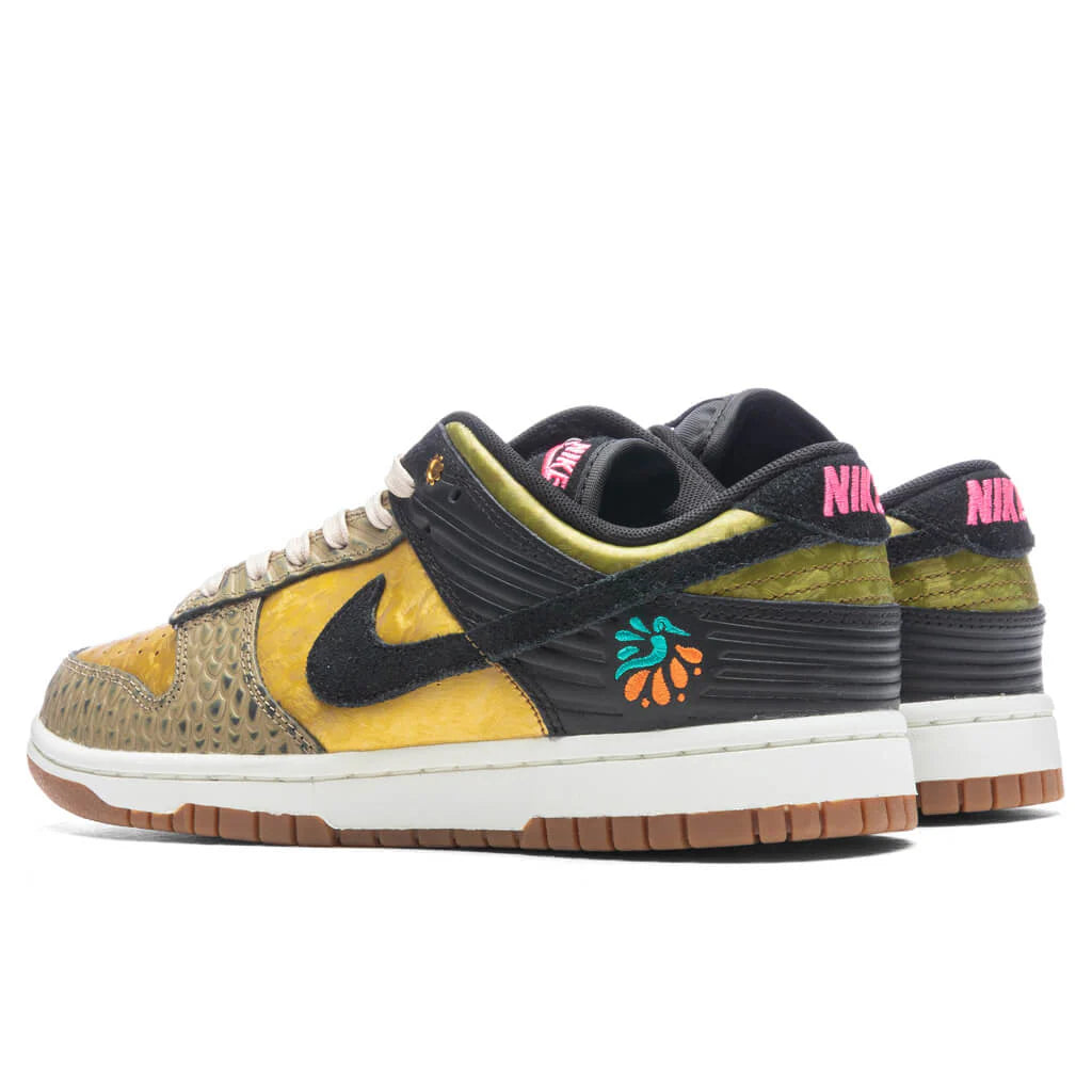 Womens Dunk Low Día De Muertos Black Khaki Metallic Gold