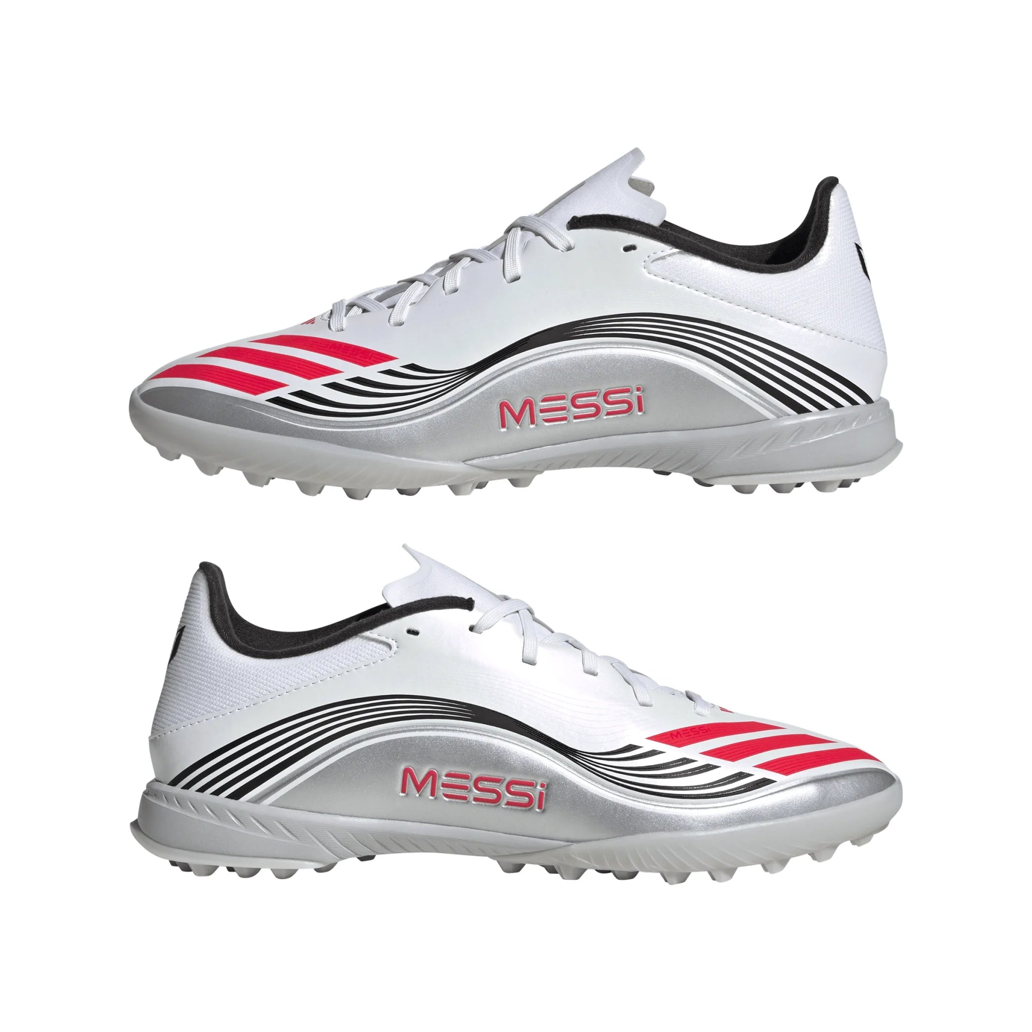 adidas F50 Messi League Turf Soccer Cleats White Red Silver