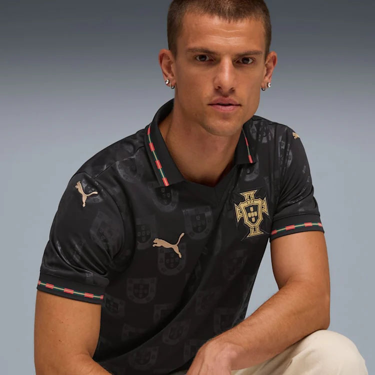 PUMA Portugal Special Edition Mens Soccer Jersey 25 26 Black Gold