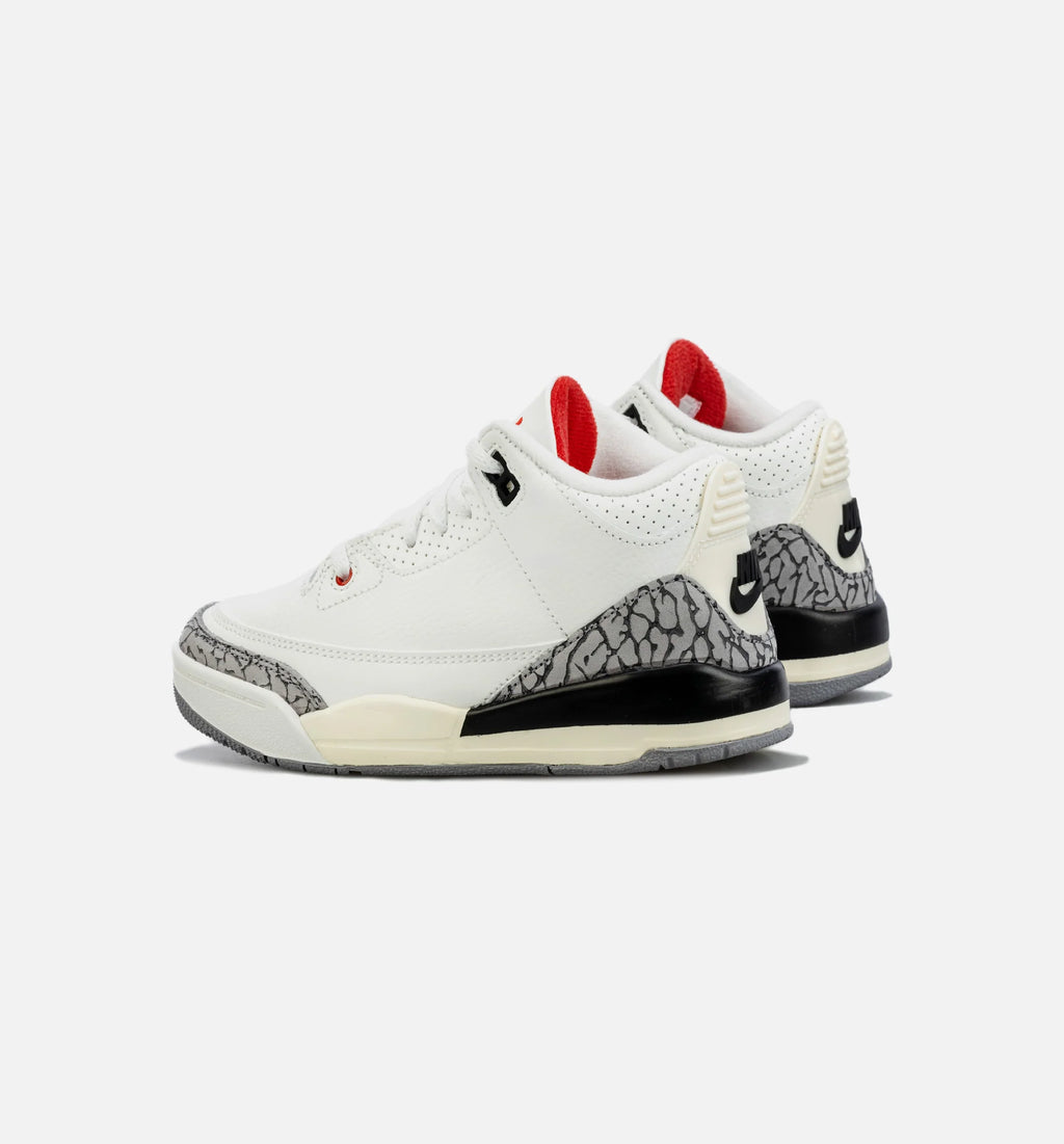 Air Jordan 3 Retro White Cement Reimagined Preschool Lifestyle Shoe White Grey