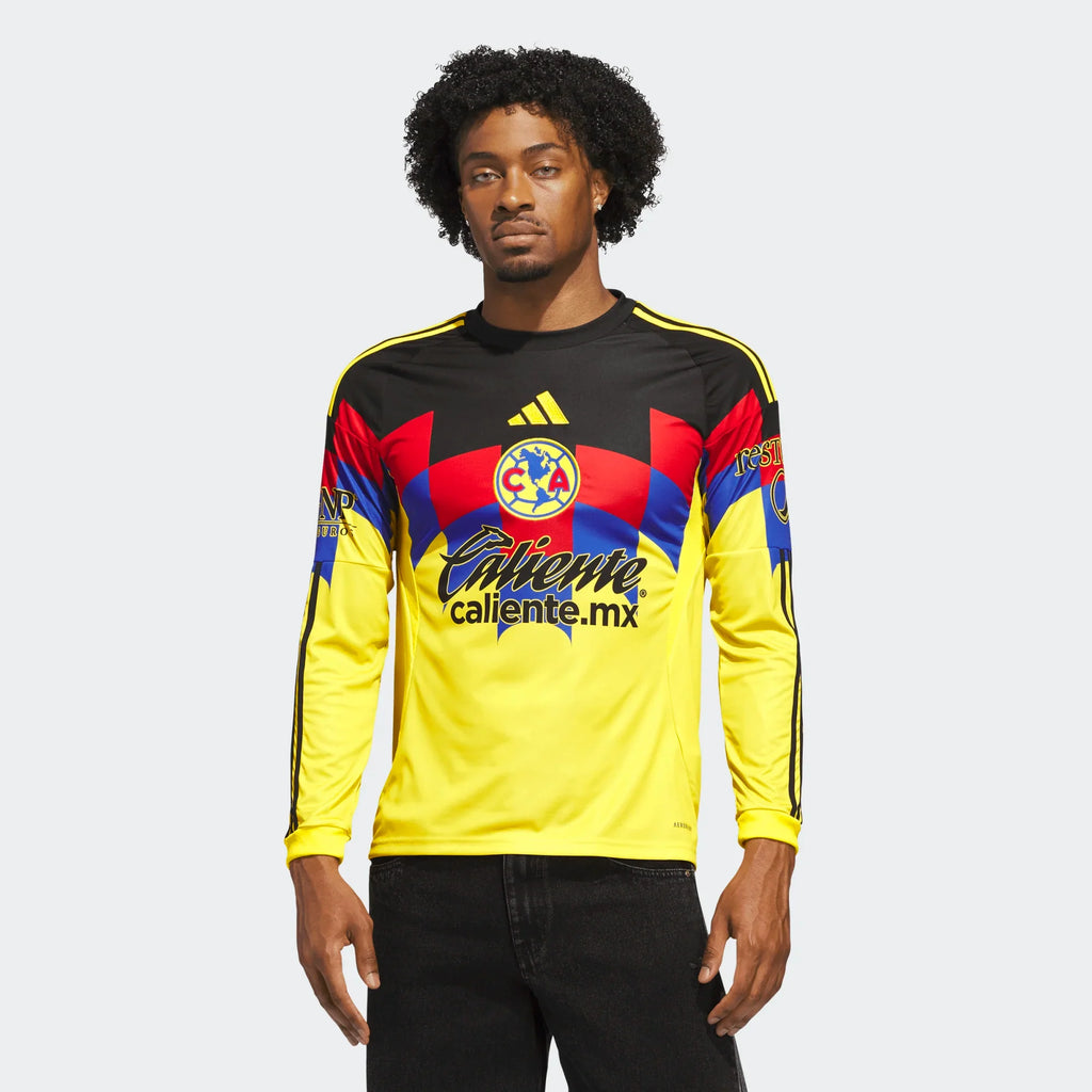 adidas Club América Long Sleeve Mens Home Jersey 25 26 Yellow