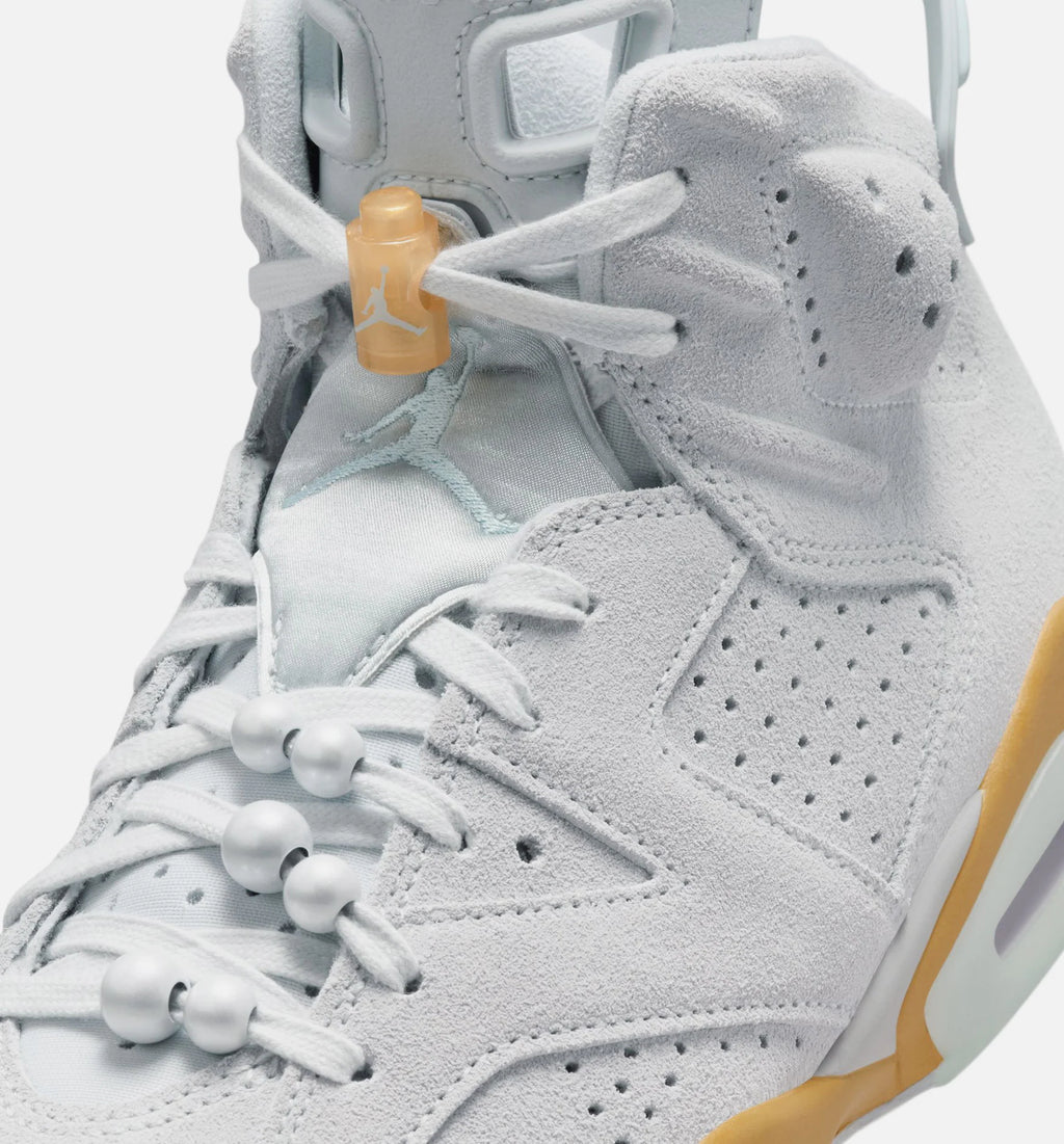 Air Jordan 6 Retro Pearl Womens Lifestyle Shoe Pure Platinum Glacier Blue Metallic Gold
