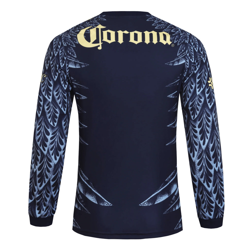 adidas Club América Long Sleeve Mens Away Soccer Jersey 25 26 Blue
