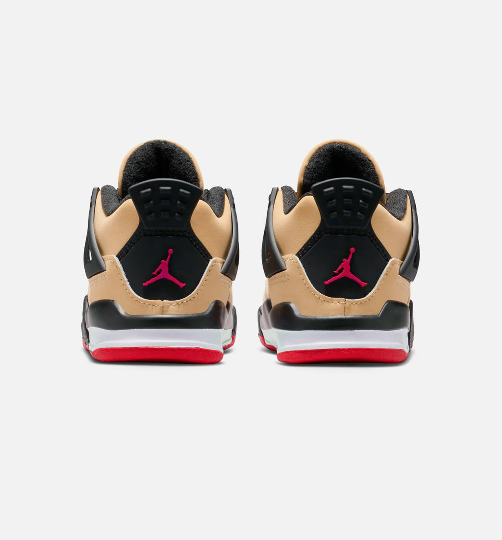 Air Jordan 4 Retro Infant Toddler Lifestyle Shoe Sesame Fire Red Black White