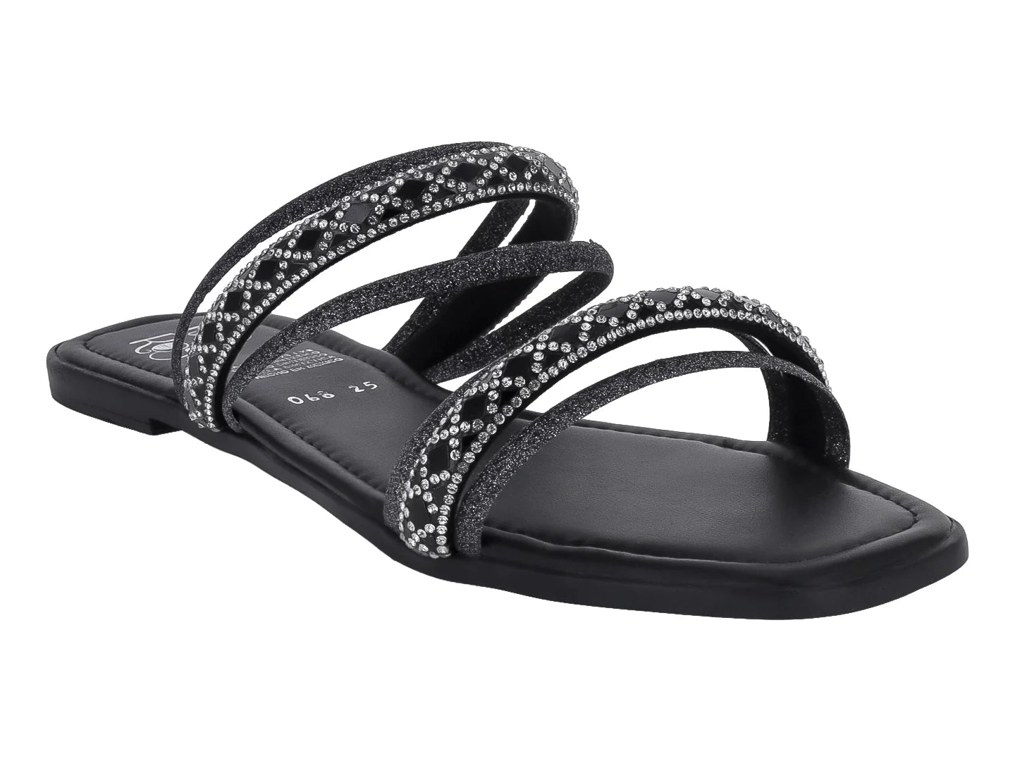 Sandalias de Piso Luna Rosa Rombo Negro para Mujer