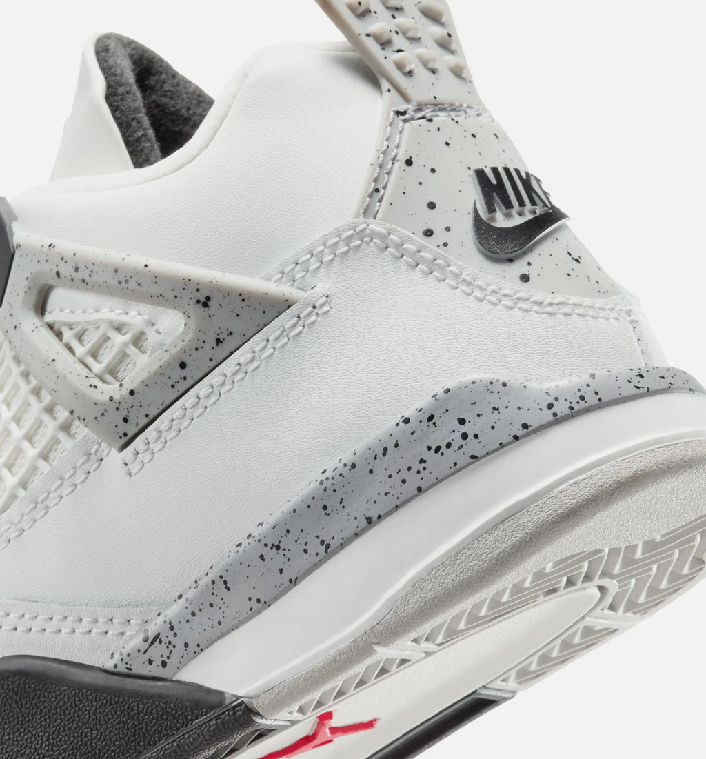 Air Jordan 4 Retro White Cement Preschool Lifestyle Shoe Summit White Fire Red Cement Grey Black