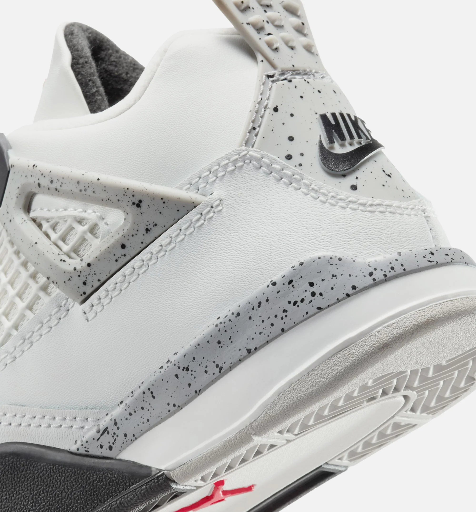 Air Jordan 4 Retro White Cement Preschool Lifestyle Shoe Summit White Fire Red Cement Grey Black