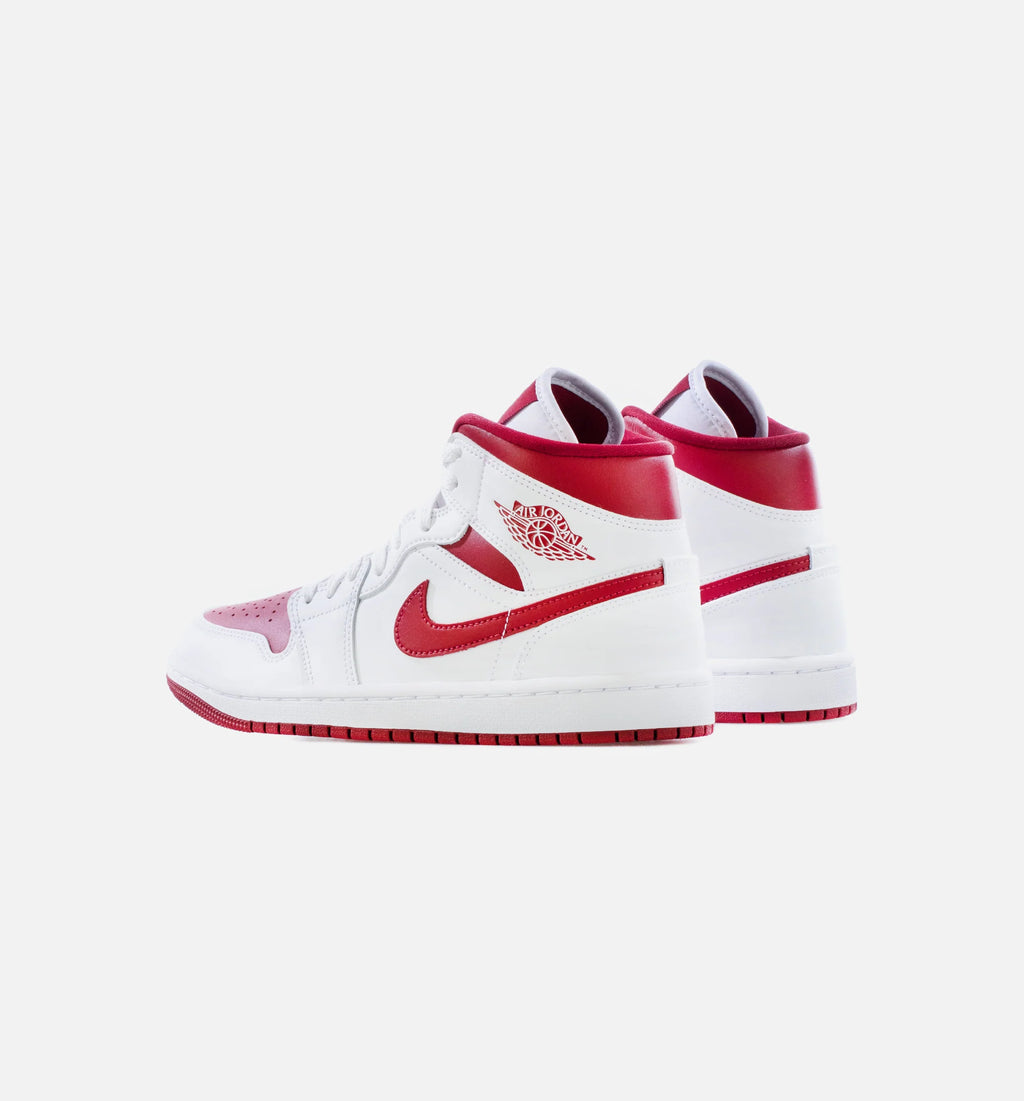 Air Jordan 1 Mid Red Toe Womens Lifestyle Shoe White Pomegranate