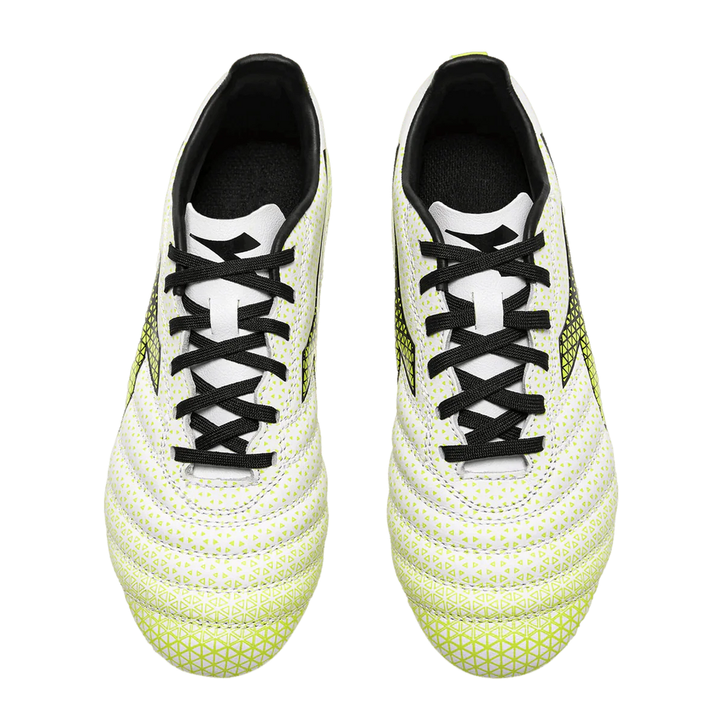 Diadora Brasil Elite GR LT LPU Youth Firm Ground Boots White Black Yellow