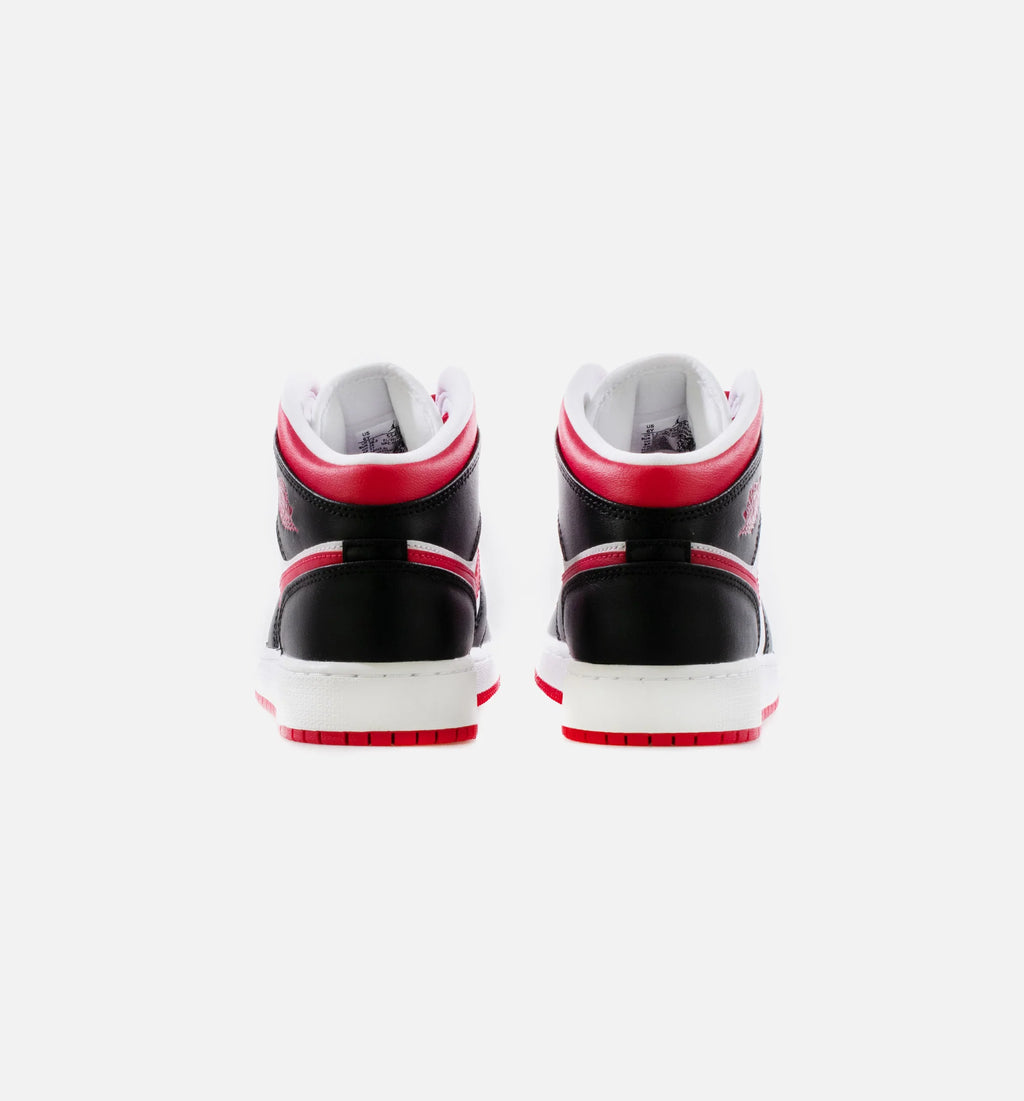 Air Jordan 1 Mid Very Berry Grade School Lifestyle Shoe Black White Berry