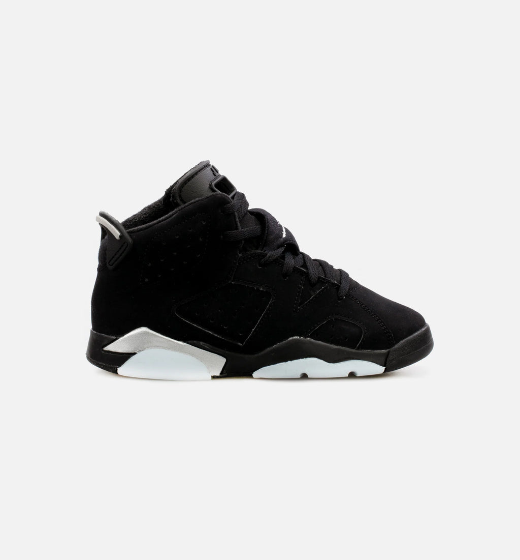 Air Jordan 6 Retro Metallic Silver Preschool Lifestyle Shoe Black