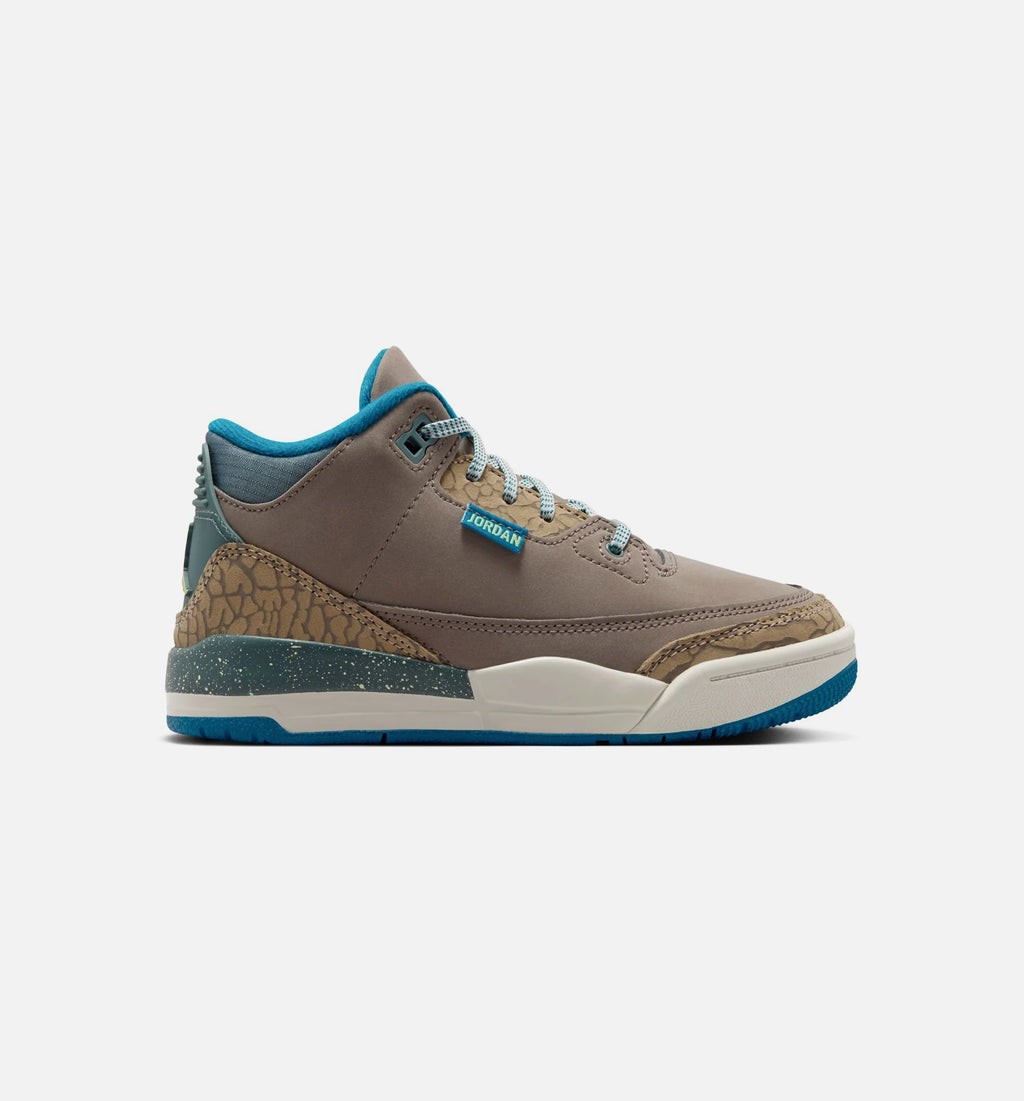 Air Jordan 3 Retro Olive Grey Preschool Lifestyle Shoe Olive Grey Green Abyss Khaki Sea Glass