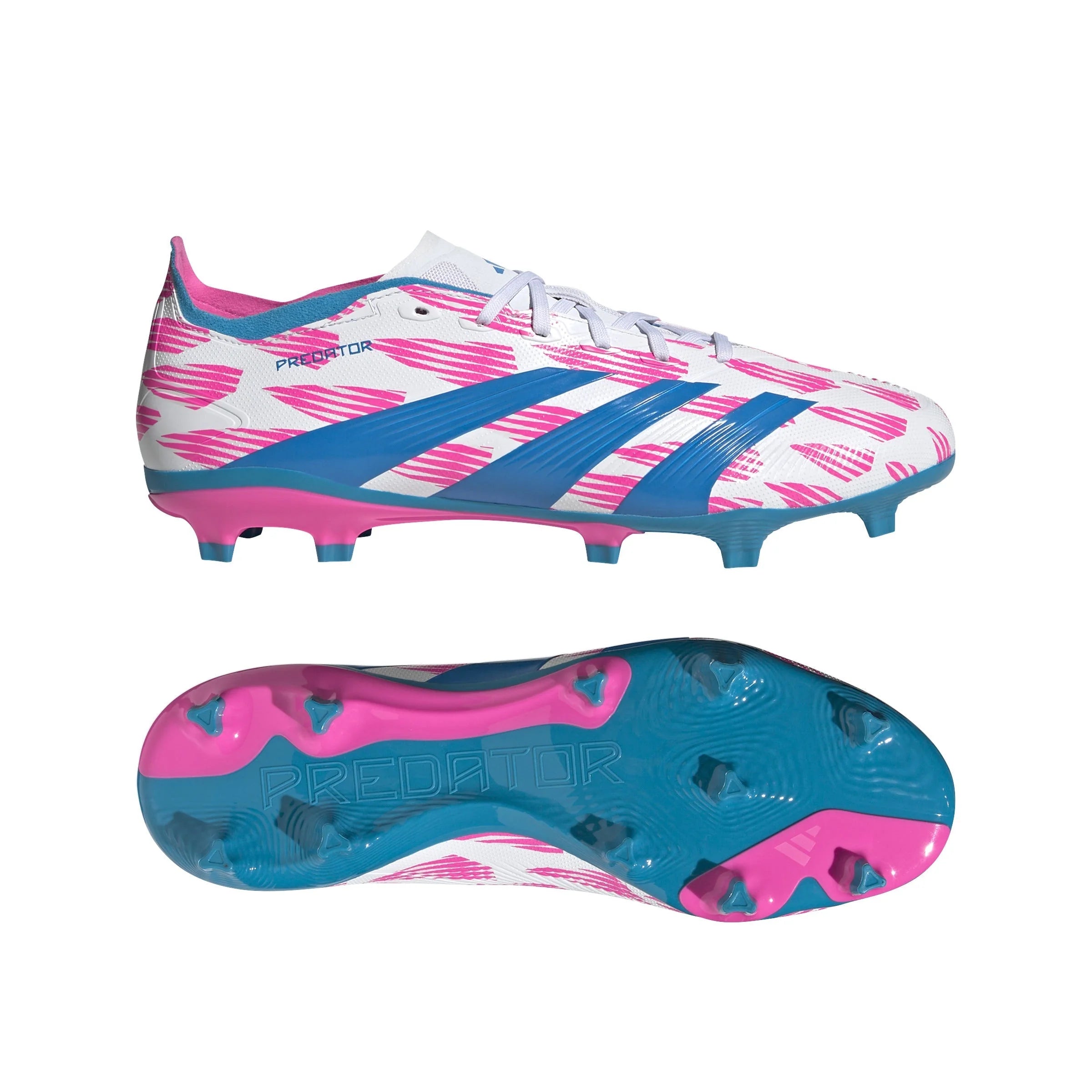 adidas Predator League FG Firm Ground Soccer Cleats White Solar Blue Solar Pink
