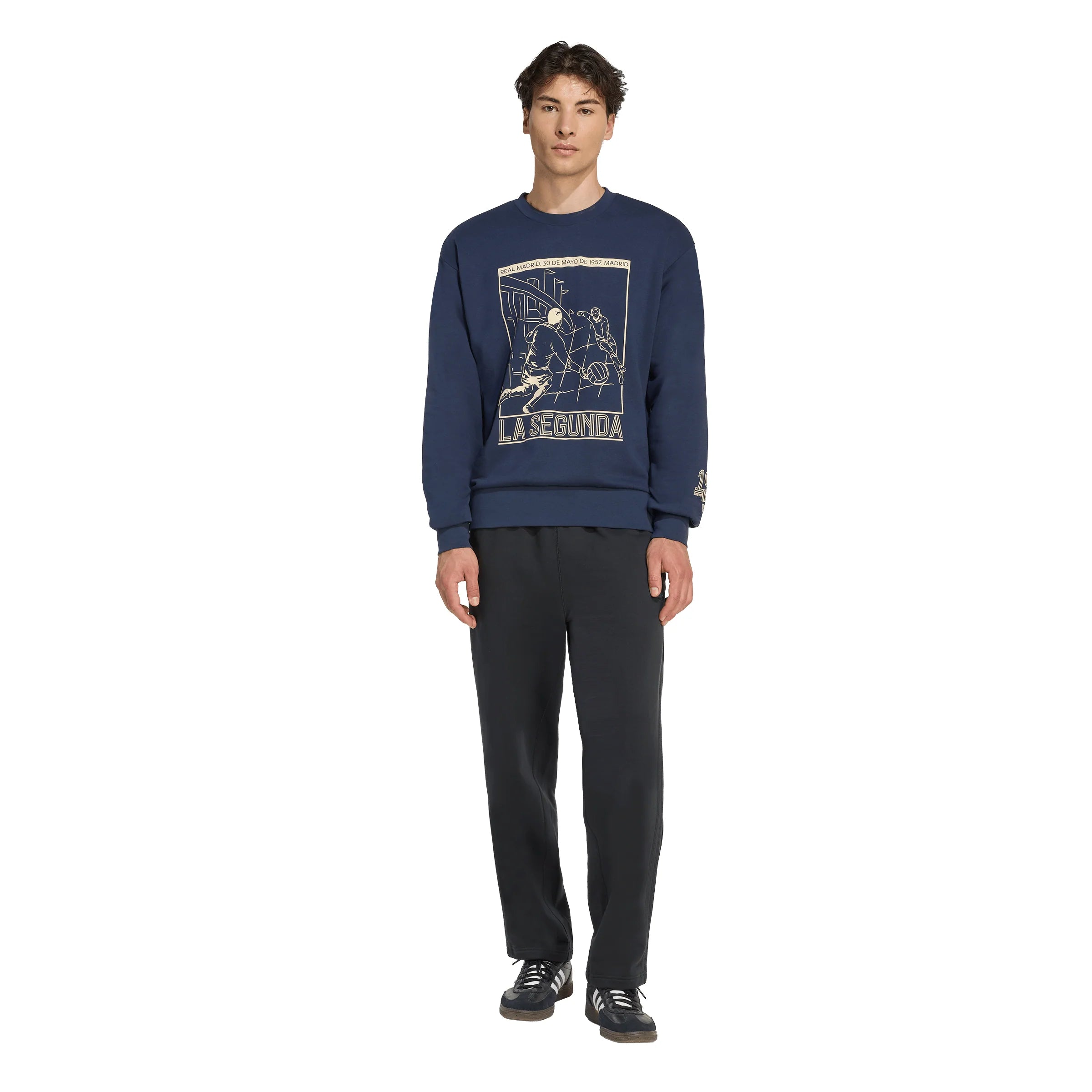 adidas Real Madrid Heritage Crew Mens Sweat Navy