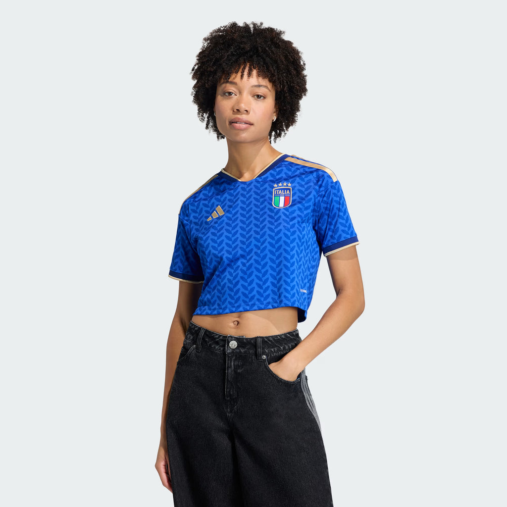 adidas Italy Home Cropped Womens Soccer Jersey 2026 Blue