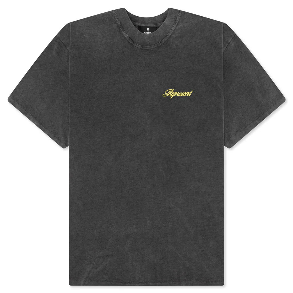 Script Logo T Shirt Vintage Grey