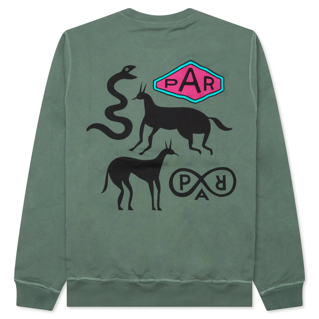 Snaked by a Horse Crewneck Sweatshirt Pine Green