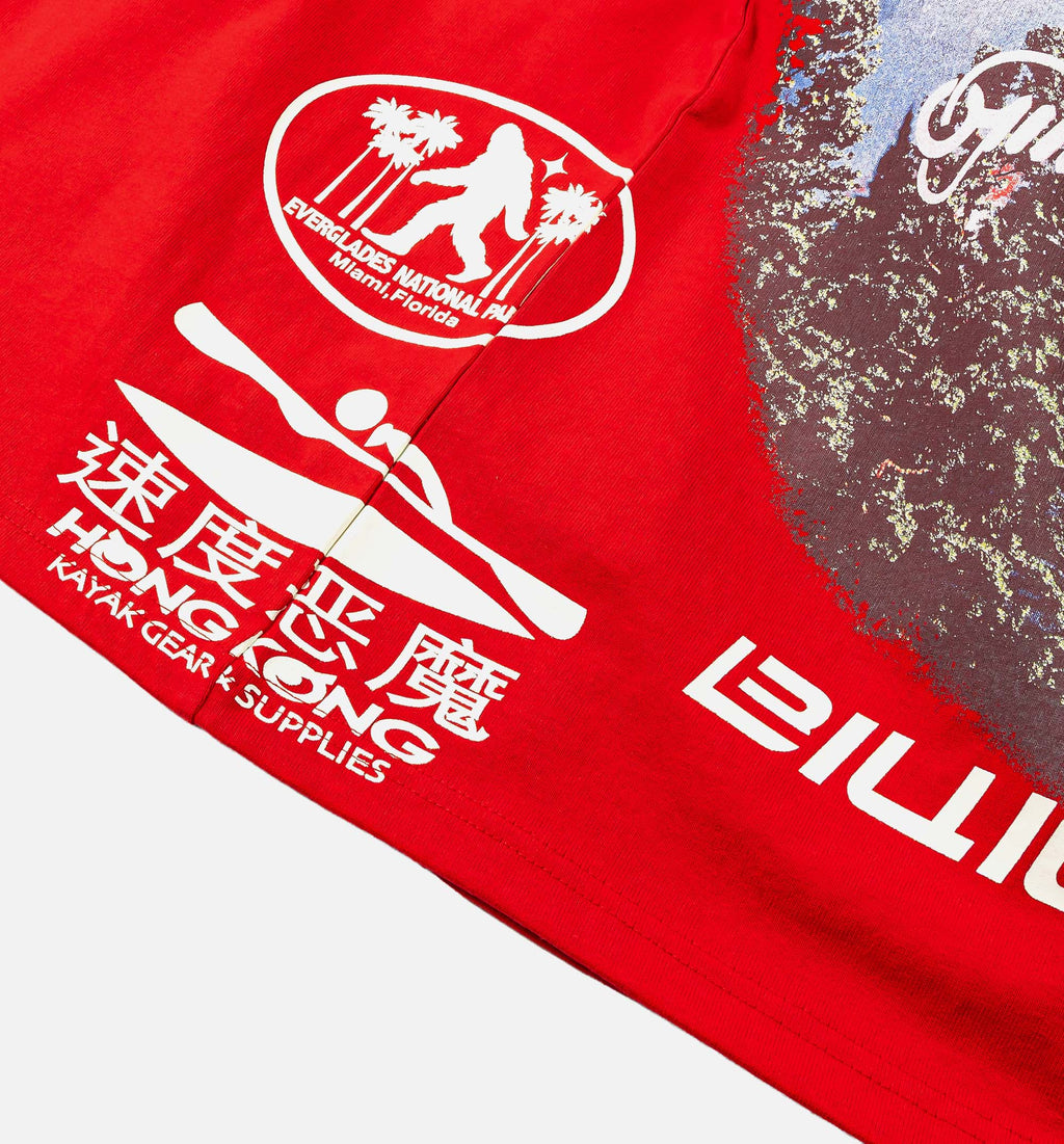 Hook Knit Mens Short Sleeve Shirt Red