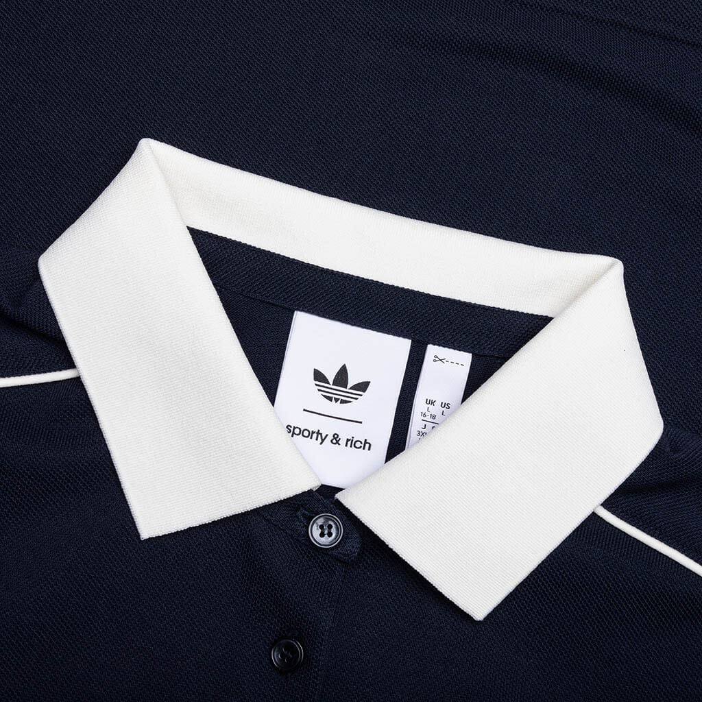 Womens Adidas x Sporty Rich Polo T Shirt Night Navy