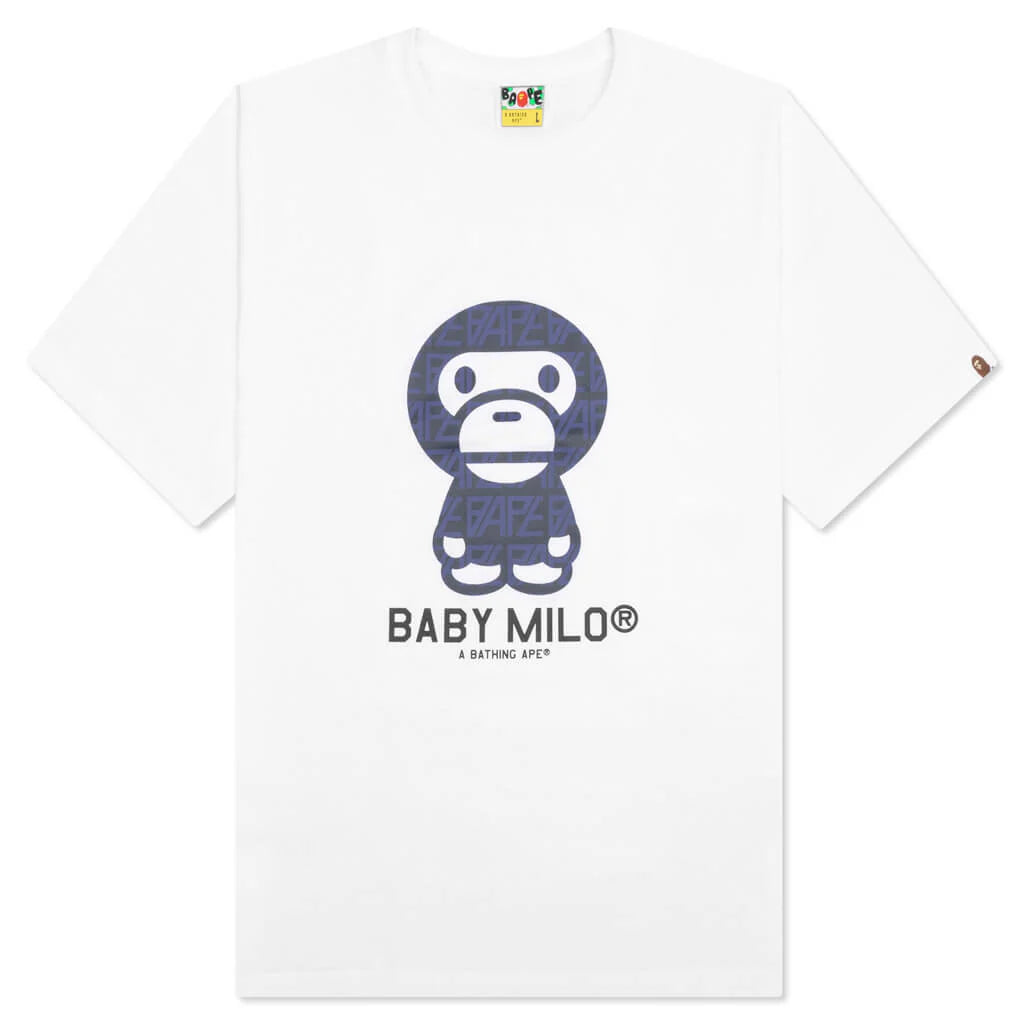 Bape Logo Monogram Baby Milo Tee White Navy