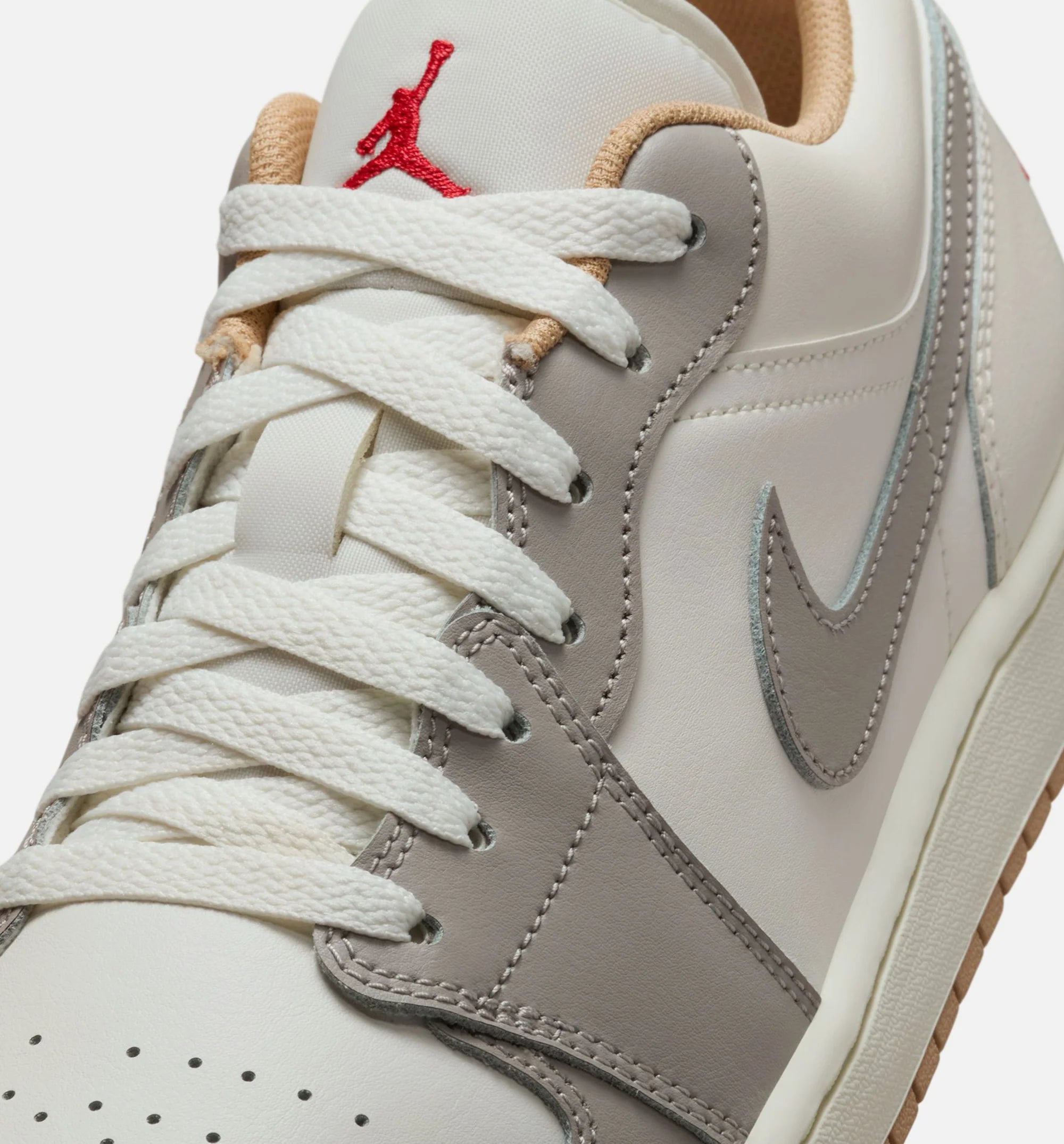 Air Jordan 1 Low Mens Lifestyle Shoe Sail Fire Red College Grey Hemp