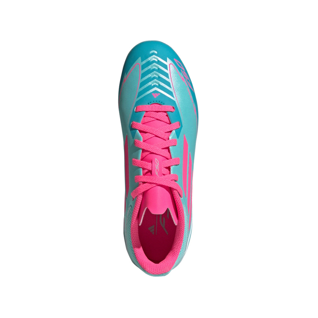 adidas F50 League Messi Firm Multi Ground Boots Junior Flash Aqua Lucid Pink Lucid Cyan