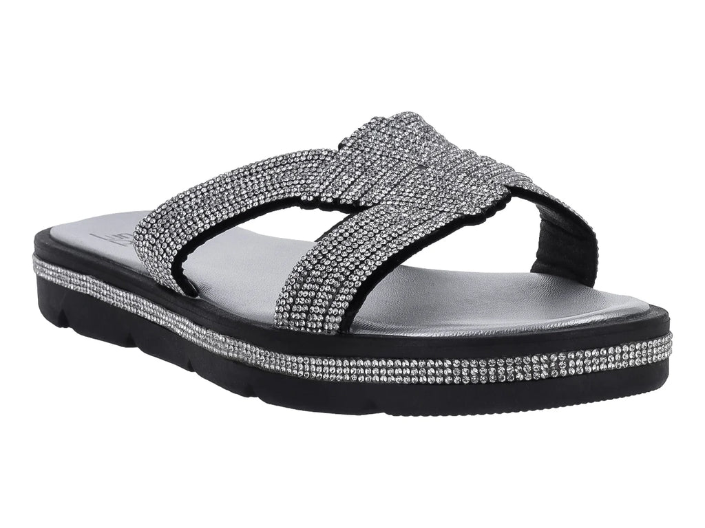 Sandalias Casuales Luna Rosa Negro Plata para Mujer
