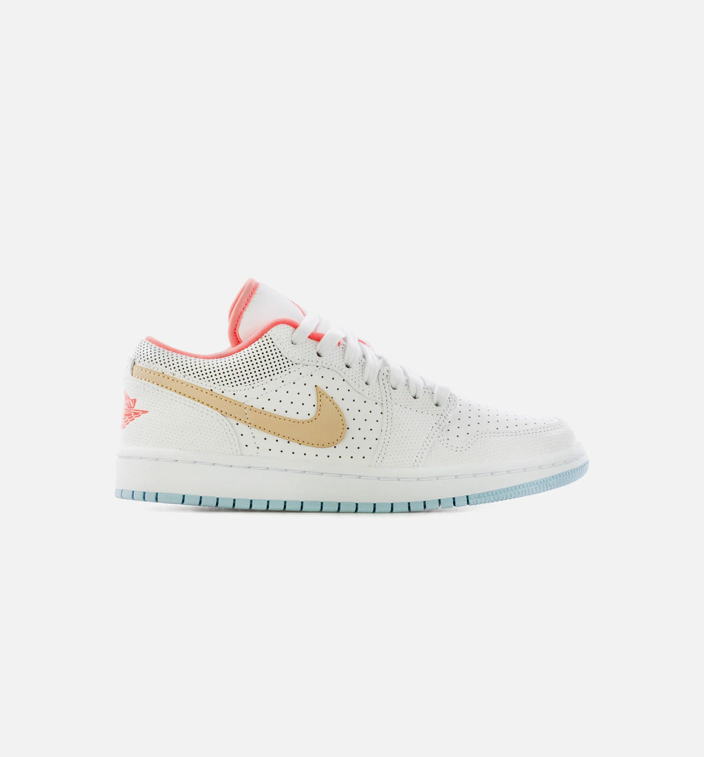 Air Jordan 1 Low White Sesame Womens Lifestyle Shoe White Sesame Flash Crimson Psychic Blue
