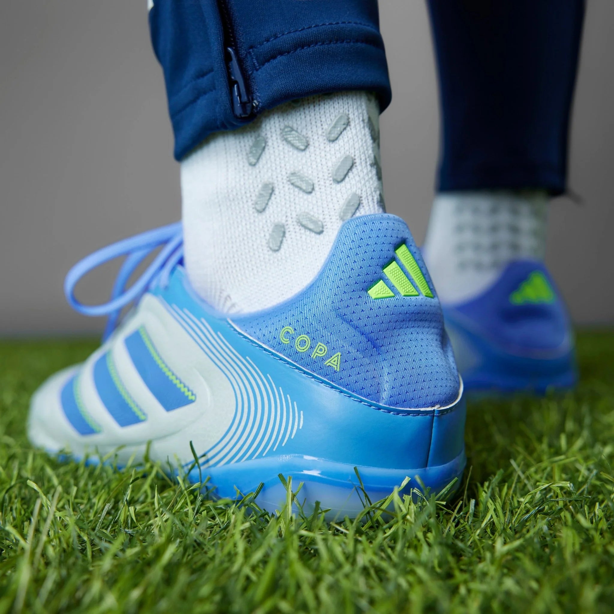 adidas Copa Pure 3 League Firm Multi Ground Soccer Cleats Halo Blue Blue Fusion Lucid Lemon