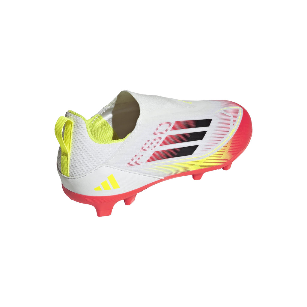 adidas F50 League Laceless FG MG Youth Soccer Cleats White Black Yellow
