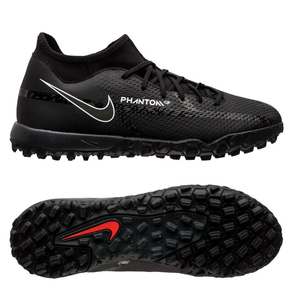 Nike Phantom GT2 Academy DF TF Turf Soccer Cleats Black Smoke Grey White