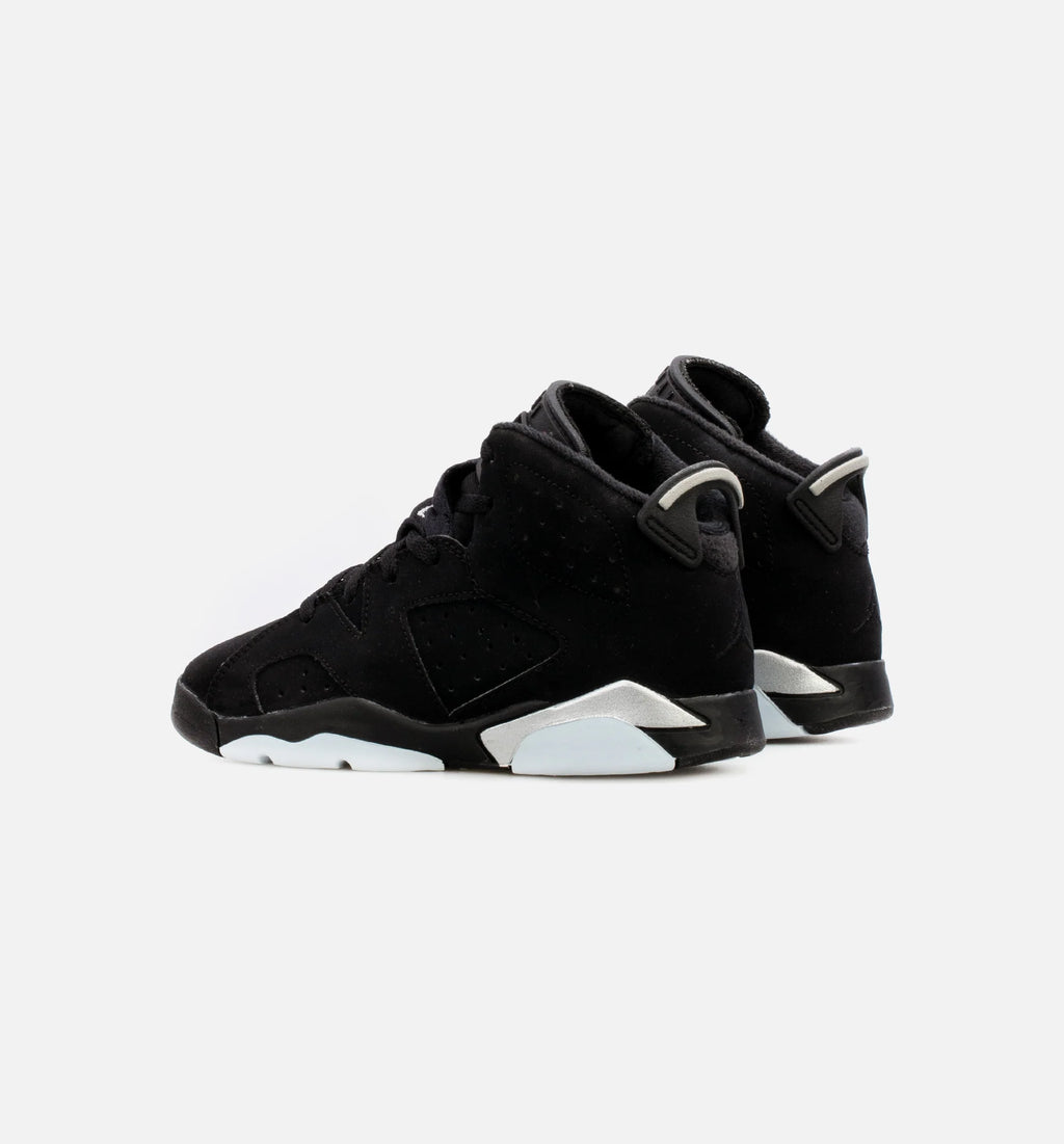 Air Jordan 6 Retro Metallic Silver Preschool Lifestyle Shoe Black
