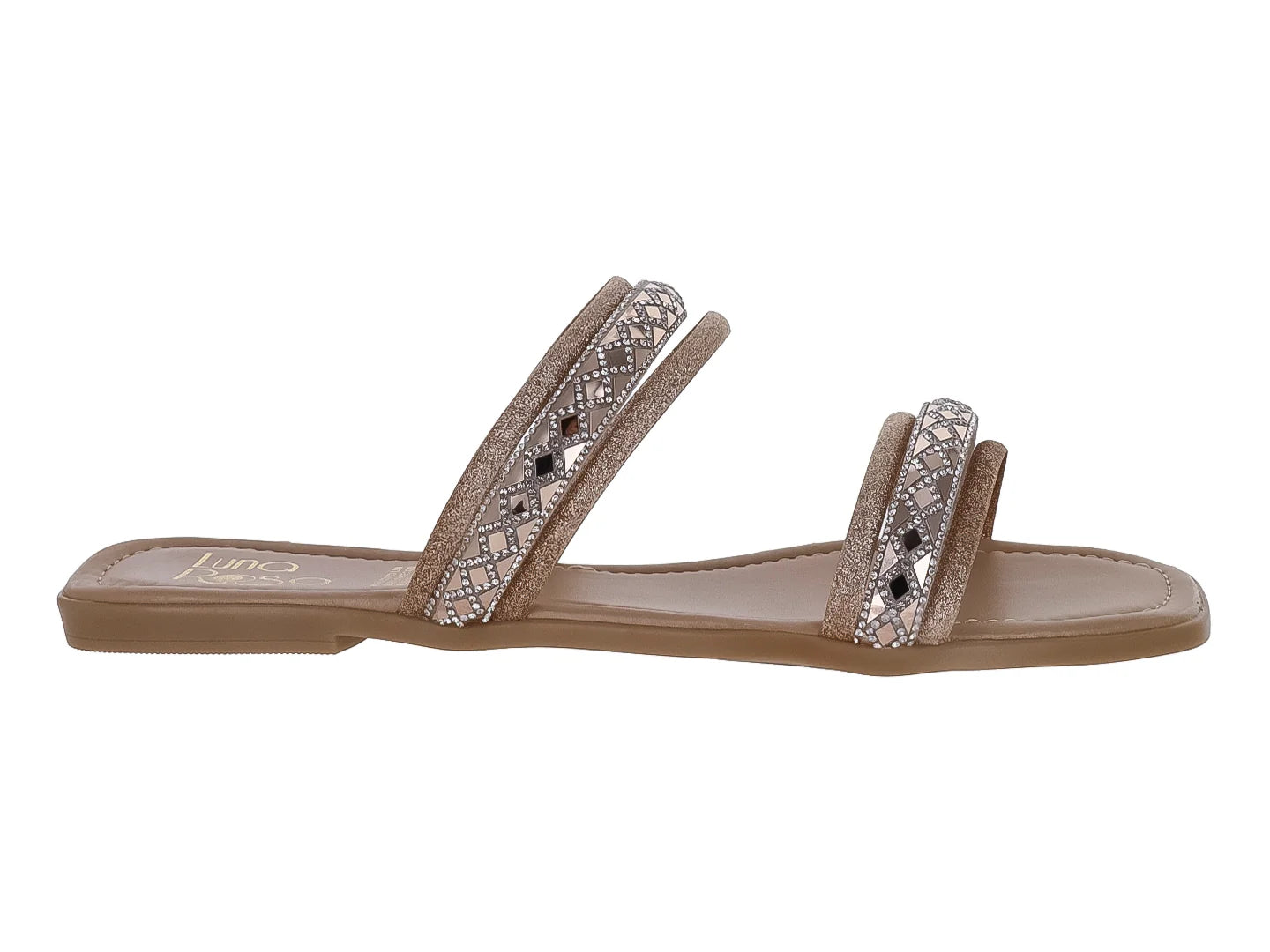 Sandalias de Piso Luna Rosa Rombo Oro Rosado para Mujer