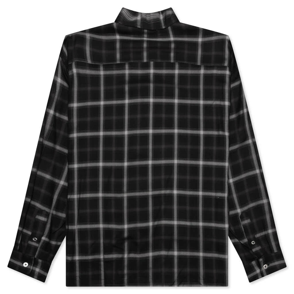 Shadow Plaid Rayon Shirt Black
