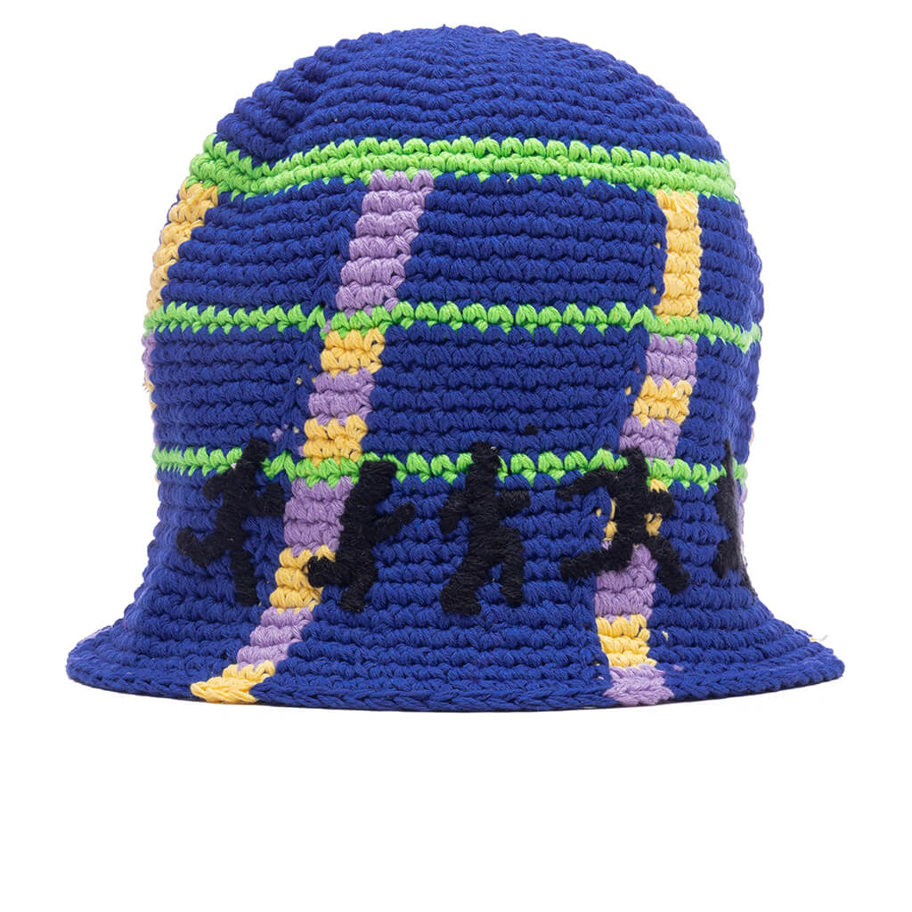 Running Man Crochet Hat Blue