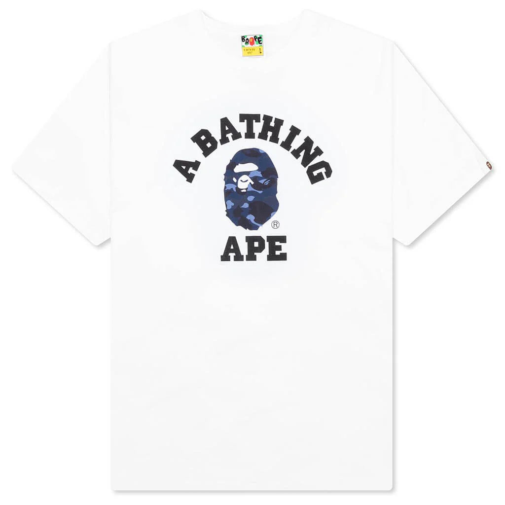 Color Camo College Tee White Navy