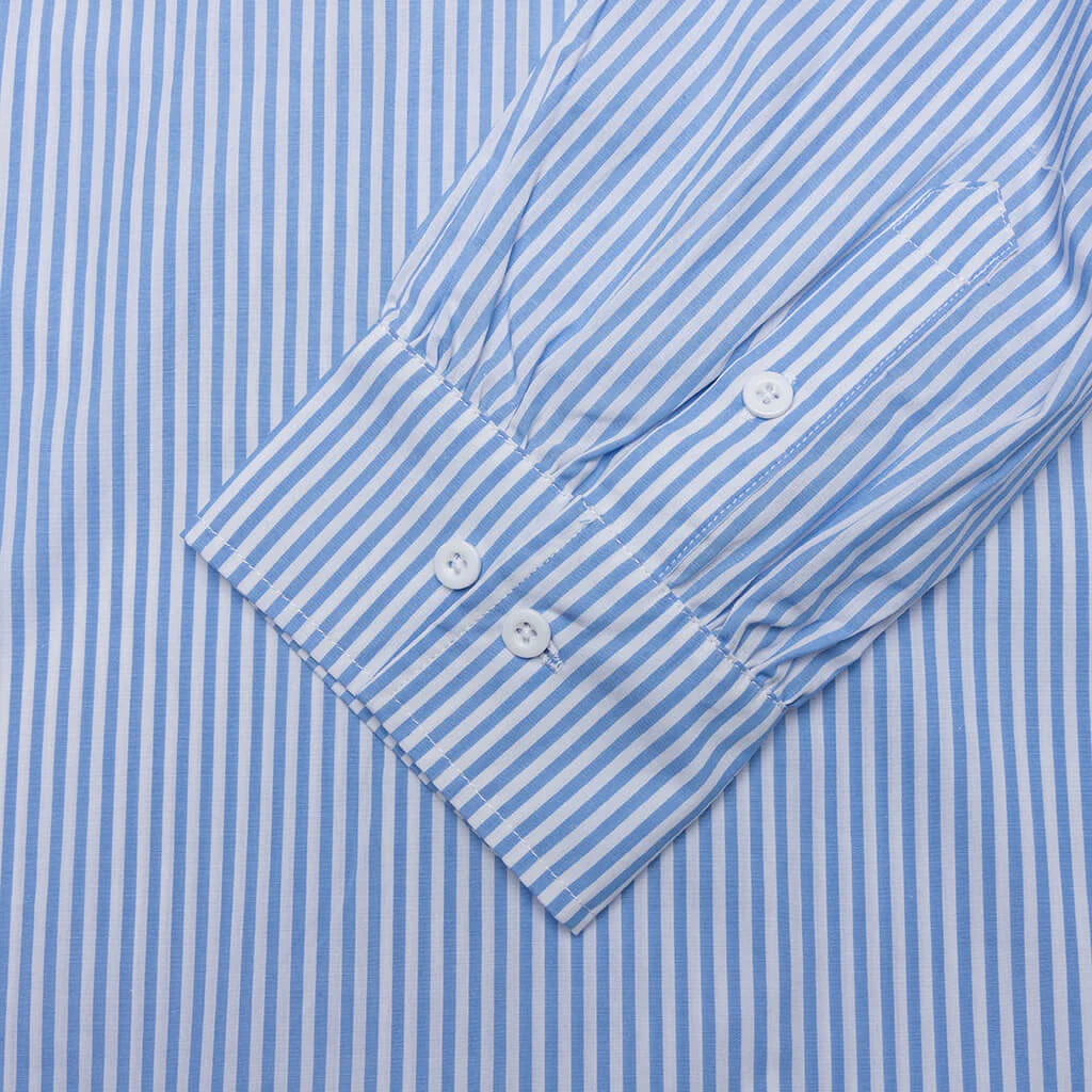 Solutions Button Up Shirt Blue Stripe