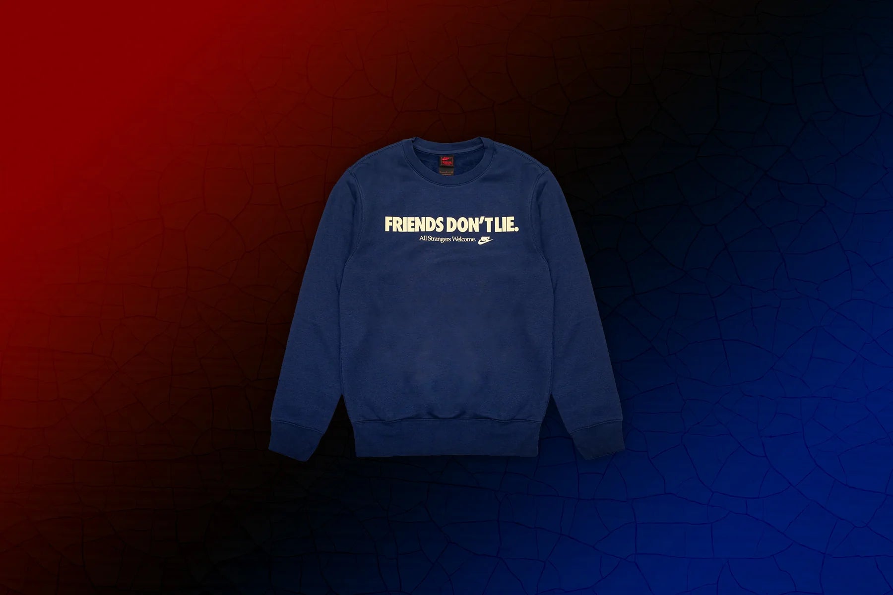 Nike x Stranger Things Fleece Crew Midnight Navy Soft Yellow