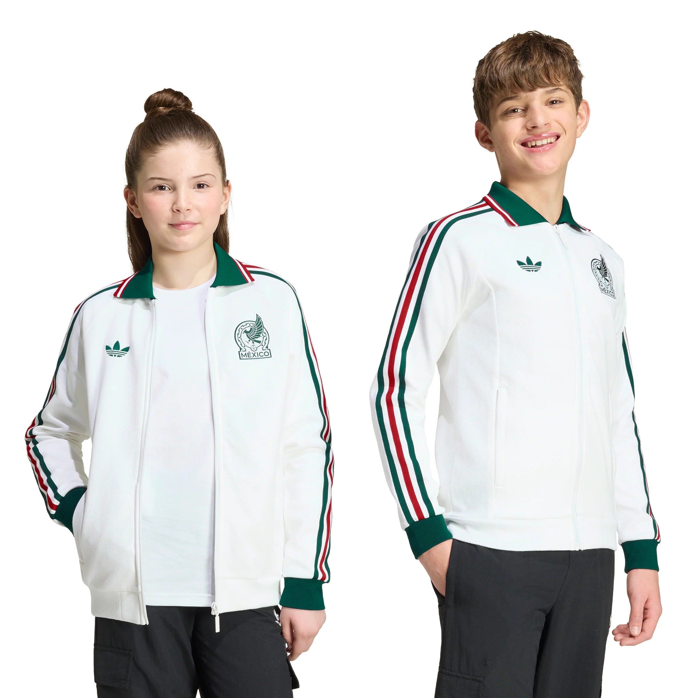 adidas Mexico Away Anthem Youth Soccer Jacket White